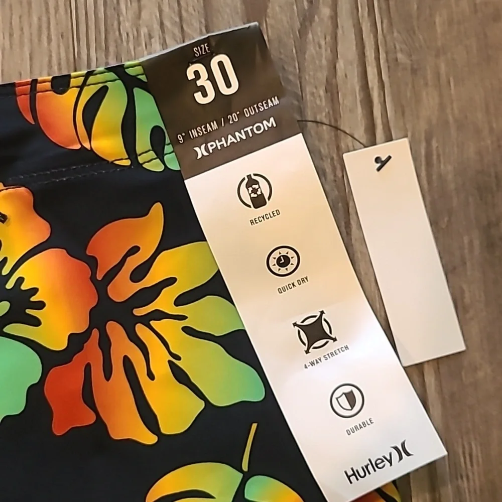 Hurley Tropical Print Phantom Eco Swim Trunks Size Medium, Waist 30